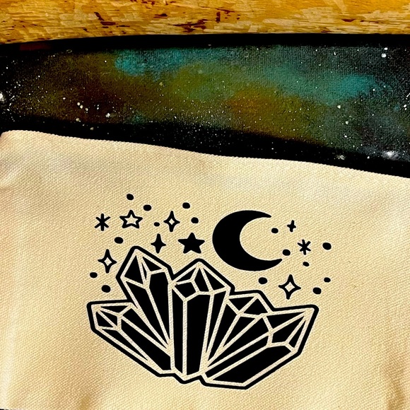 Small canvas makeup bag with zipper 🌙 - Picture 2 of 3